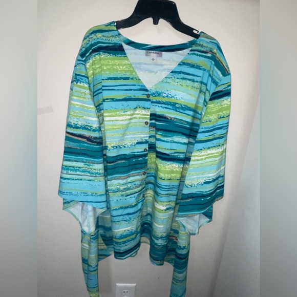 Catherines Blue and Green Striped Tunic - Picture 1 of 5